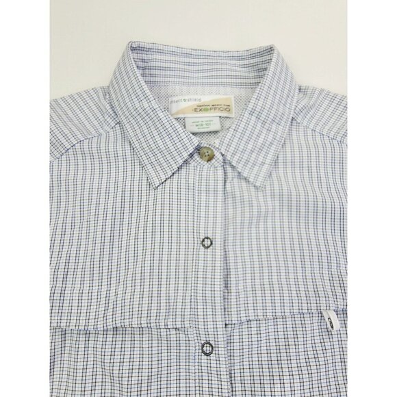 Exofficio Insect Shield Size Medium (8-10) Womens White Blue Brown Check Shirt - Picture 1 of 15